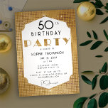 Art Deco Gold Sequins Elegant Chic Birthday Party Einladung<br><div class="desc">A simple, modern, elegant and chic birthday party invitation template featuring a gold sequins background, the word PARTY covered in gold sequins (simulated, not real sequins) and in modern typography, as well as an elegant "sequins" frame. A chic art deco birthday design for a woman of any age, on her...</div>