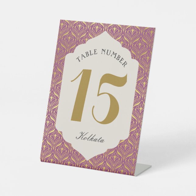 Art Deco Gold Tischnummer Sockelschild (Vorderseite)