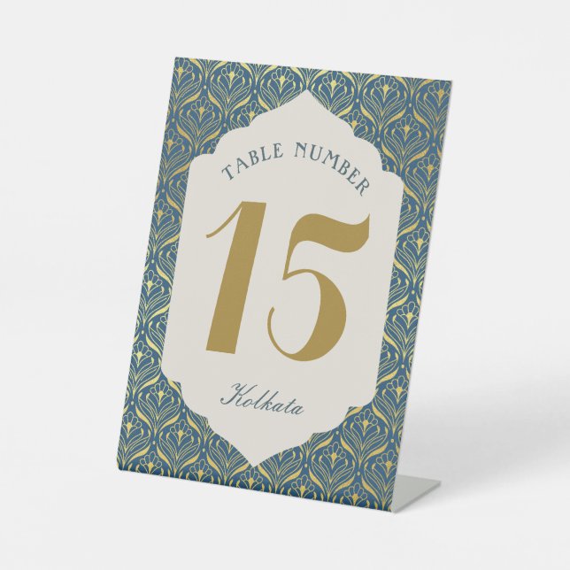 Art Deco Gold Tischnummer Sockelschild (Vorderseite)