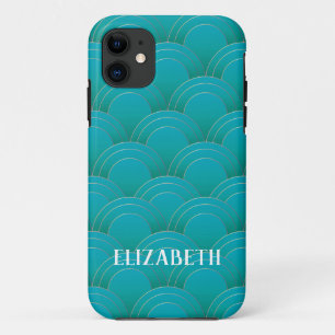 Art Deco Gold Turquoise Name Personalisiert Case-Mate iPhone Hülle