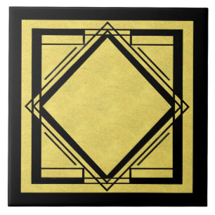 Art Deco Gold und Black Design 2 Fliese