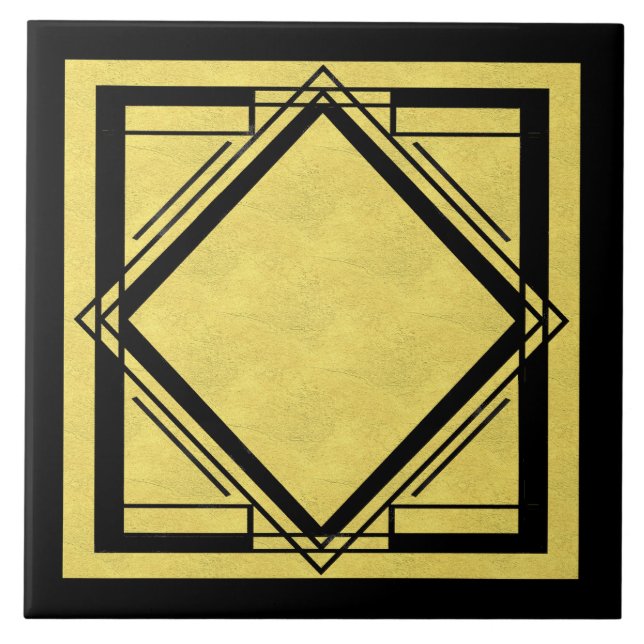Art Deco Gold und Black Design 2 Fliese (Vorderseite)