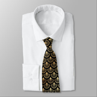 Art Deco Gold und Black Tiled Krawatte