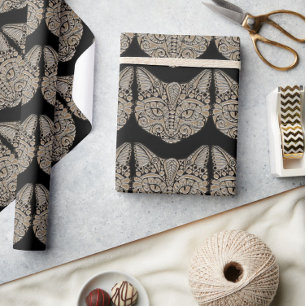 Art Deco Gold und schwarze ägyptische Katzenfigur Geschenkpapier