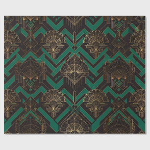 Art Deco Gold- und Smaragd-Geschenkpapier Geschenkpapier