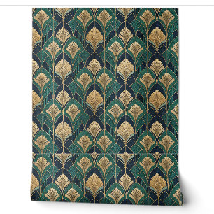 Art Deco Gold- und Türkis abstraktes geometrisches Tapete