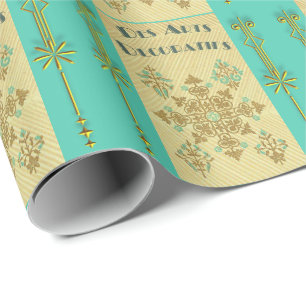 Art Deco Gold und Türkis Französisch Geschenkpapier