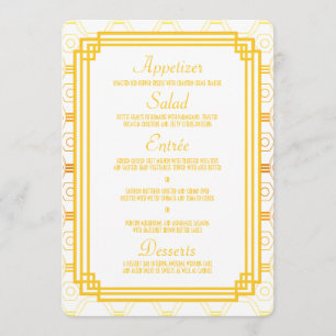 Art Deco Gold Wedding Menu Cards Menükarte
