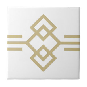 Art Deco Gold Weiß Einfache Geometrische Grenze 03 Fliese