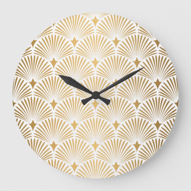 Art Déco: Gold-Weiß-Eleganz. Große Wanduhr (Vorderseite)