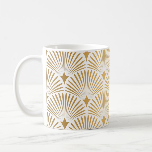 Art Déco: Gold-Weiß-Eleganz. Kaffeetasse (Links)