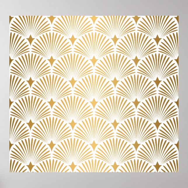 Art Déco: Gold-Weiß-Eleganz. Poster (Vorne)
