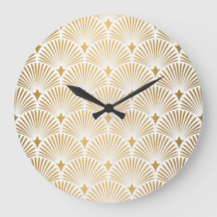Art Deco: Gold-Weiße Eleganz. Große Wanduhr