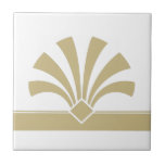 Art Deco Gold White Geometric Blume Element 06 Fliese<br><div class="desc">Elegante Imitate Gold Art Deko Stil geometrische Blume Element schmücken auf einem weißen Hintergrund dekorative Keramik Fliesen. Bitte beachten Sie, dass die Goldfarbe hier ein flacher, beigefarbener Farbdruck ist und keine Goldfarbe oder -folie ist. Das elegante Design ist perfekt für ein Vintages Interieur im Deko Retro-Stil.</div>