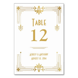 Art Deco Gold White Roaring 20er Hochzeit Tischnummer