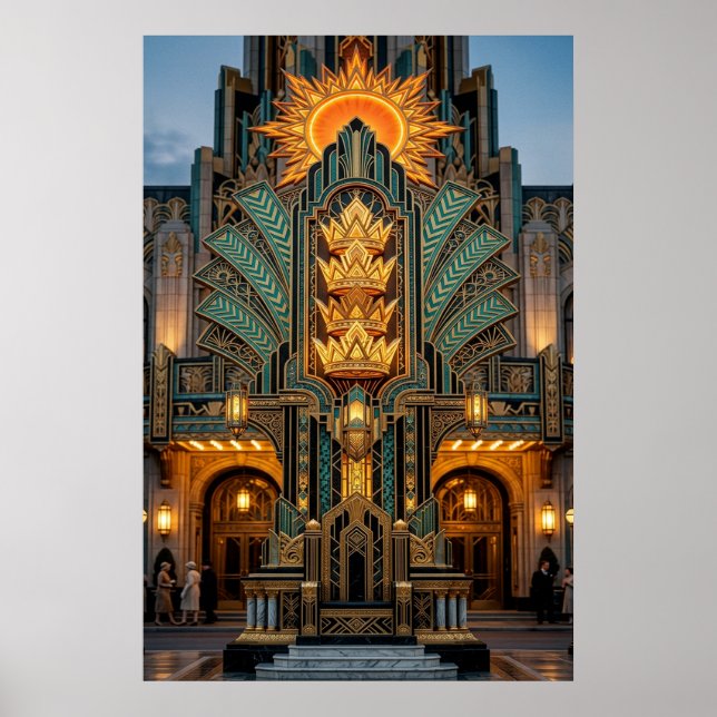 Art Deco Golden Crown Monument Architektur Poster (Vorne)