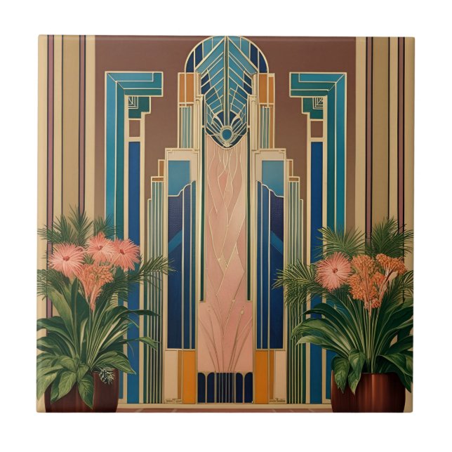 Art Deco Golden Erbe Eintritt in die Keramik Fliese (Vorderseite)