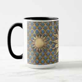 Art Deco Golden Sun & Initial Tasse