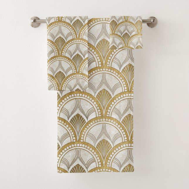Art Deco Goldenbogen Badhandtuch Set (Insitu)