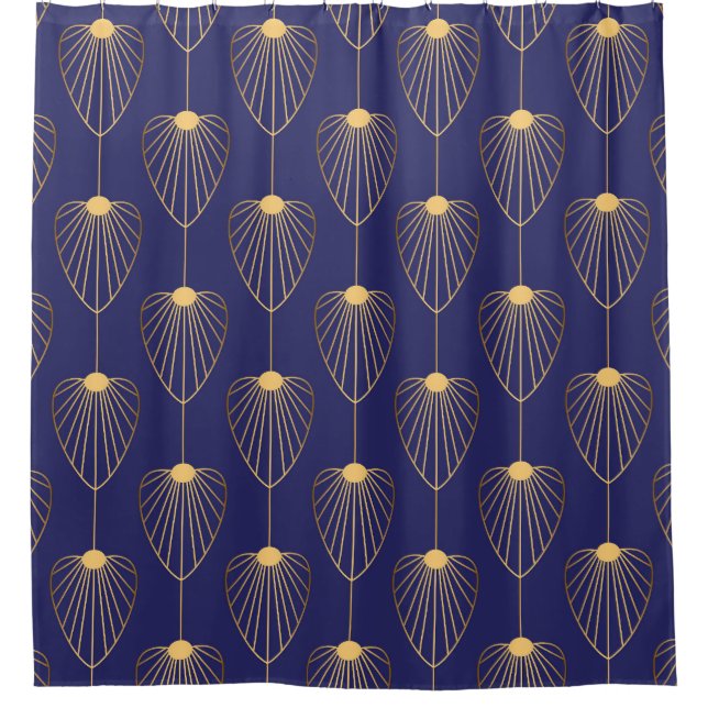 Art Deco goldene Blumen: elegant. Duschvorhang (Vorderseite)