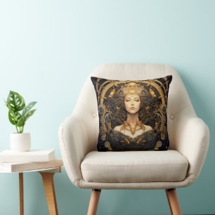 Art Deco Goldene Frau Kissen