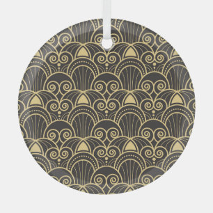 Art Deco: Goldene geometrische Kacheln. Ornament Aus Glas