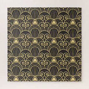 Art Deco: Goldene geometrische Kacheln. Puzzle