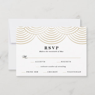 Art Deco Goldene Lichterkette Hochzeit Antwortkart RSVP Karte