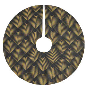 Art Déco: Goldene Quadrate, Ecktapete. Polyester Weihnachtsbaumdecke