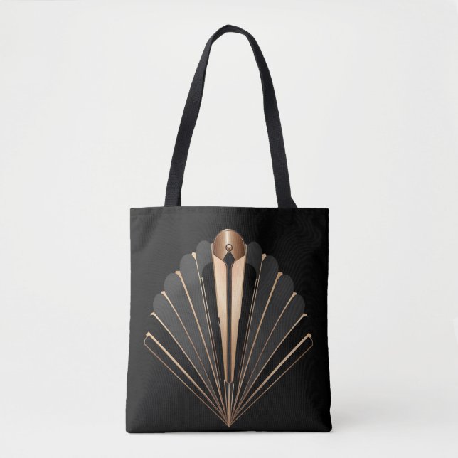 Art Deco Goldener Fächer Geometrische Eleganz (Vorderseite)