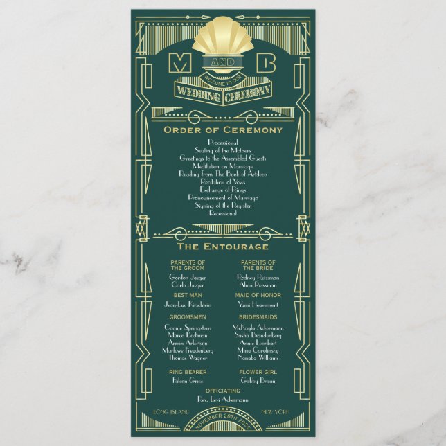 Art Deco Goldener Orden der Zeremonie Programm (Vorderseite)