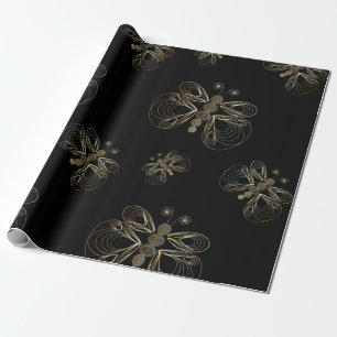 "Art déco" goldenes Schmetterlingsmuster Geschenkpapier