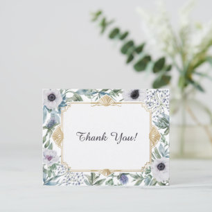 Art Deco Goldrahmen Botanisch Dankeschön Postkarte