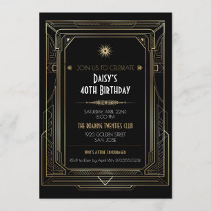 Art Deco Goldrahmen Roaring Twenties Party Einladung
