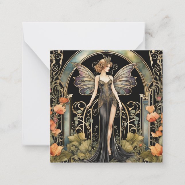 Art Deco Gothic Fairy Card Mitteilungskarte (Vorderseite)