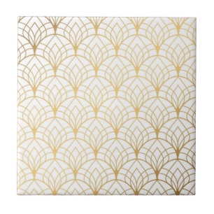 Art Deco Gradient Gold Bronze Muster Fliese