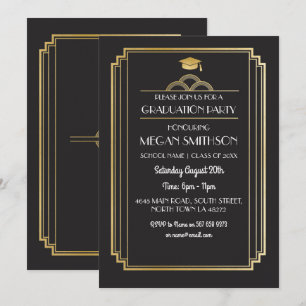 Art Deco Graduation Party Einladung Gold 1920er Ga