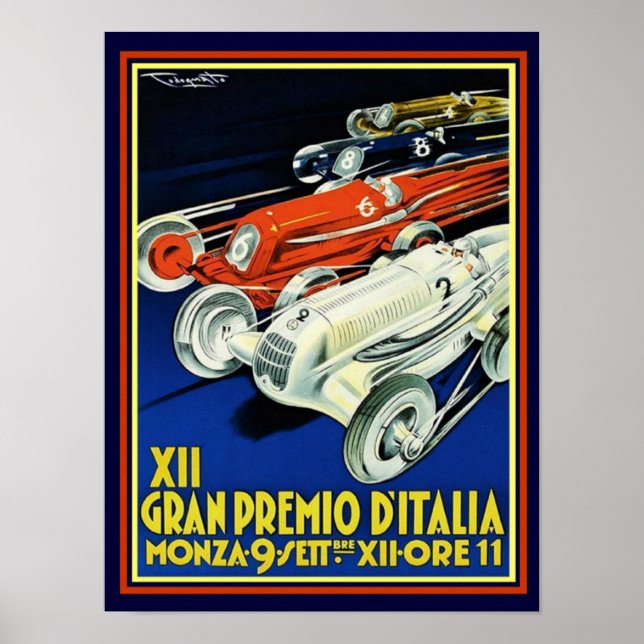 Art Deco Gran Premio D'Italia Poster 12 x 16 (Vorne)
