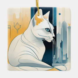 Art Deco Graphic Cat Ornament