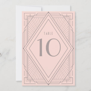 Art Deco Grau Blush Pink Tischnummer Card