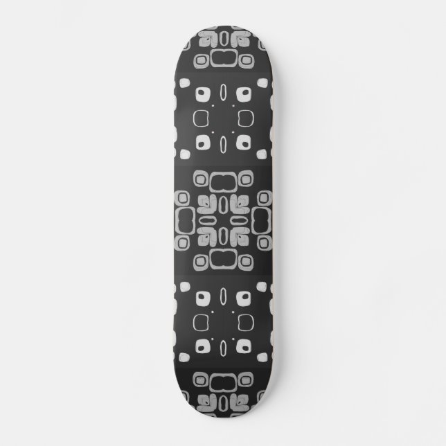 Art Deco Graue florale Retro Abstrakt Skateboard (Vorderseite)