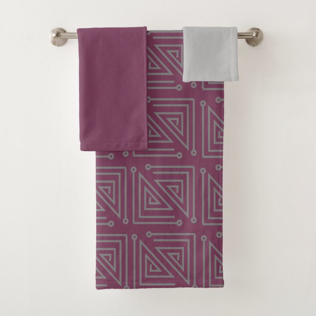 Art Deco Gray Mazes Badetuch Set (Insitu)