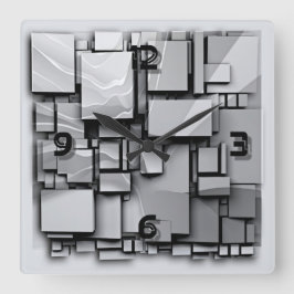 Art Deco Gray Quadratische Wanduhr