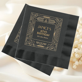 Art Deco Great Gatsby Geburtstag Personalisiert Servietten Mit Folie