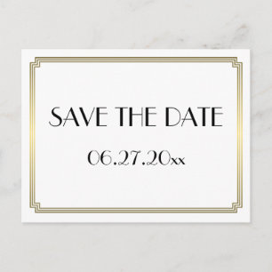 Art Deco Great Gatsby Gold Save the Date Postkarte