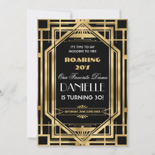 Art Deco Great Gatsby Roaring 20's 30 th Birthday Einladung