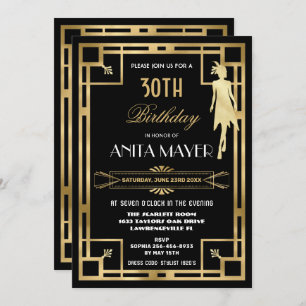 Art Deco Great Gatsby Roaring 20s Geburtstag JEDES Einladung