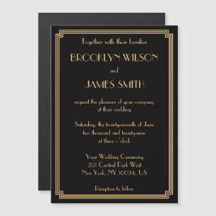 Art Deco Great Gatsby schwarze Magnet-Hochzeitsein Magneteinladung