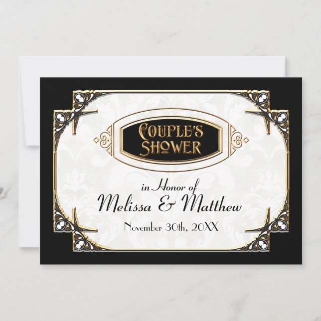 Art Deco Great Gatsby Style Typografie in Lace Gol Einladung (Vorderseite)