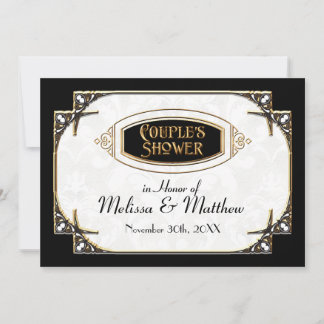 Art Deco Great Gatsby Style Typografie in Lace Gol Einladung